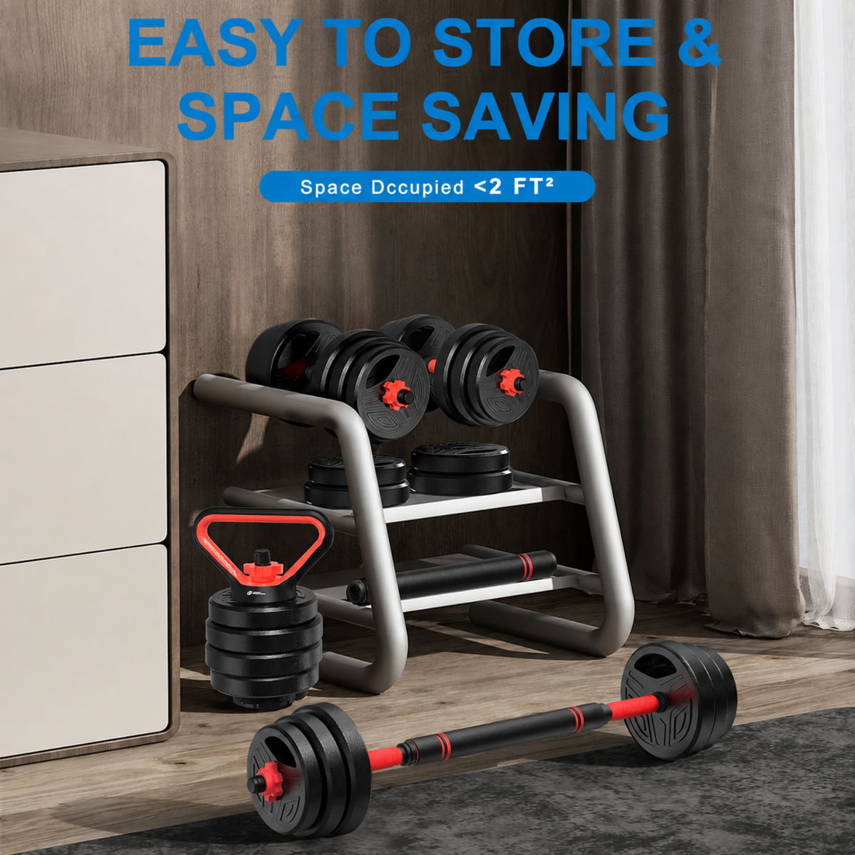 3-in-1 Adjustable 20kg Weight Set – Complete Home Workout Solution