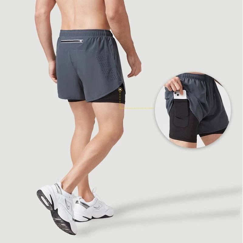 Men’s Running Shorts – Quick Dry Double Layer Fitness Shorts