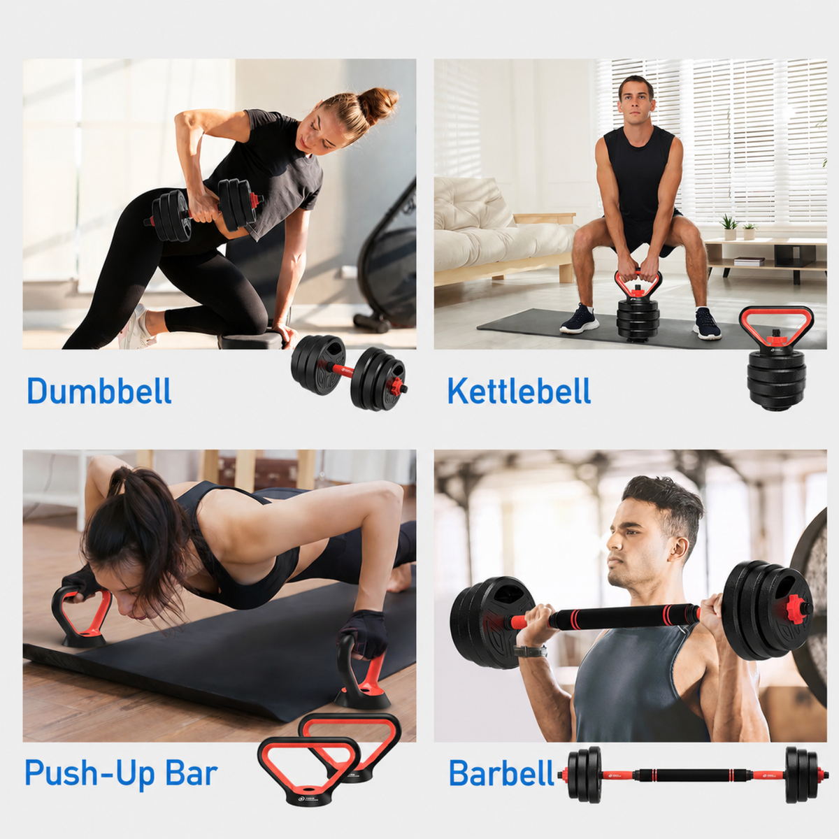 3-in-1 Adjustable 20kg Weight Set – Complete Home Workout Solution